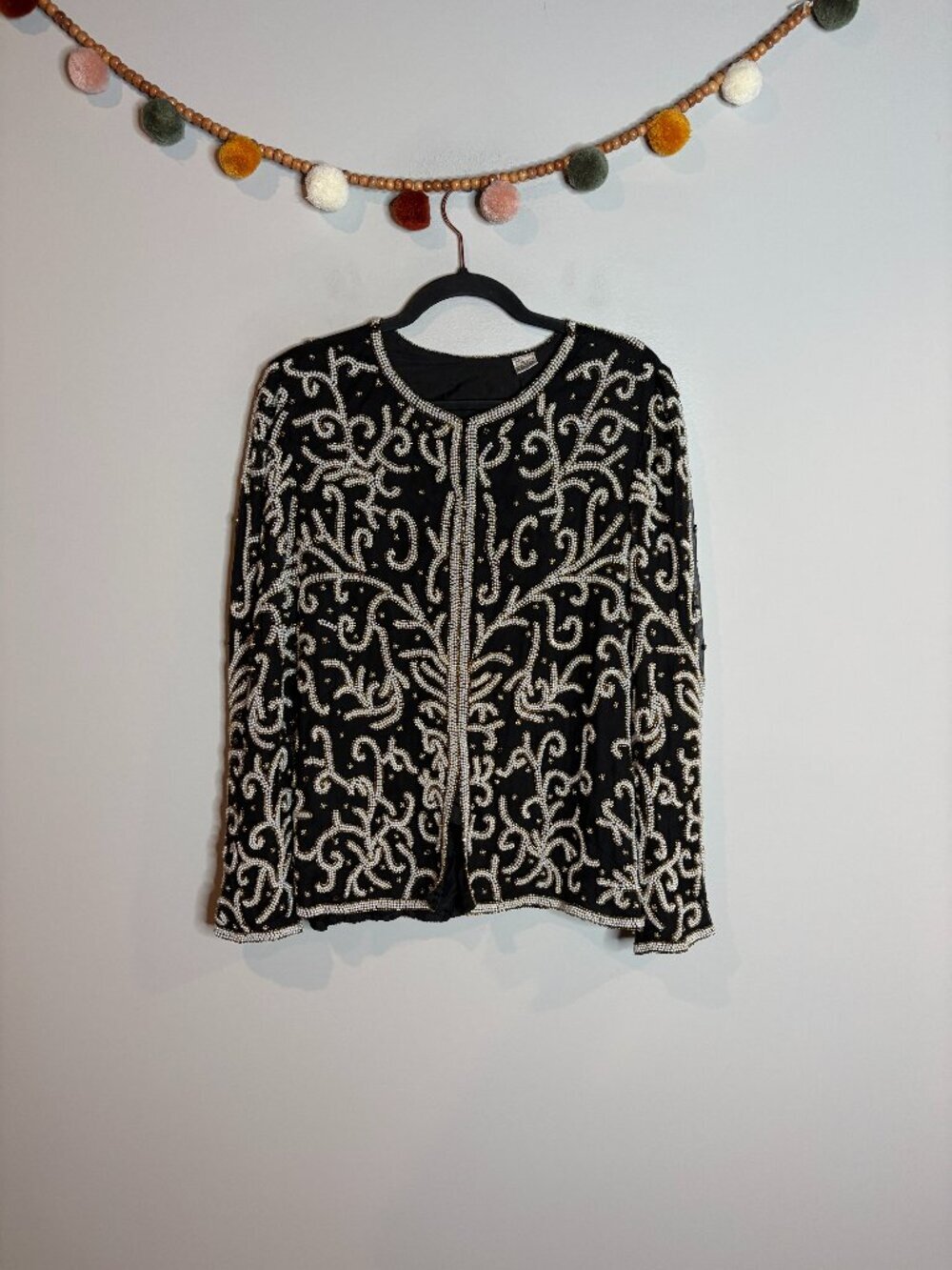 Vintage black beaded silk jacket